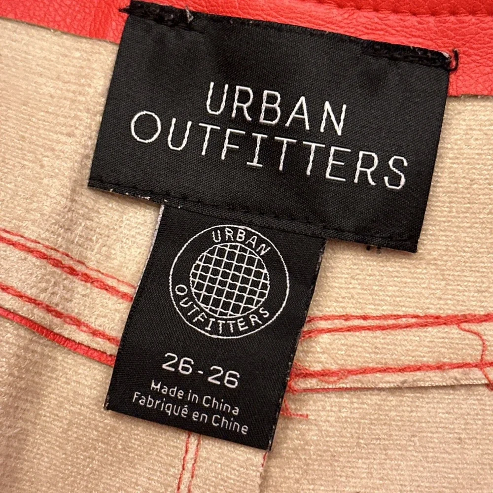 Urban Outfitters PU Faux Leather Wide Leg Pants Women's 26‎ Red High Rise